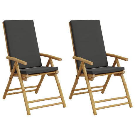 Vidaxl tuinstoelen 2 st inklapbaar met kussens bamboe