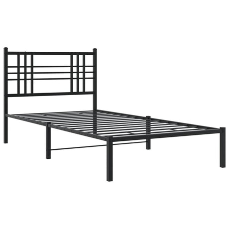 Vidaxl bedframe met hoofdbord metaal zwart 90x190 cm