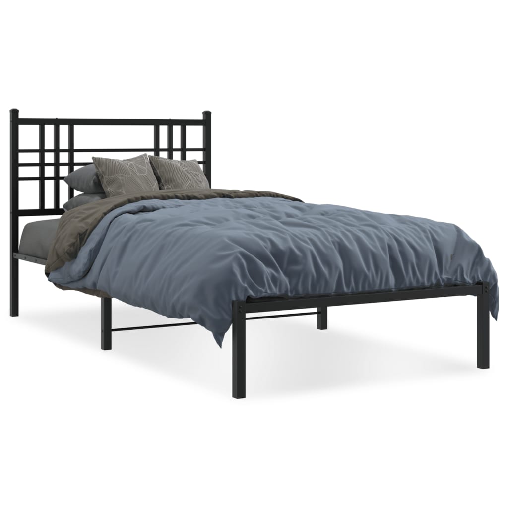 Vidaxl bedframe met hoofdbord metaal zwart 100x190 cm