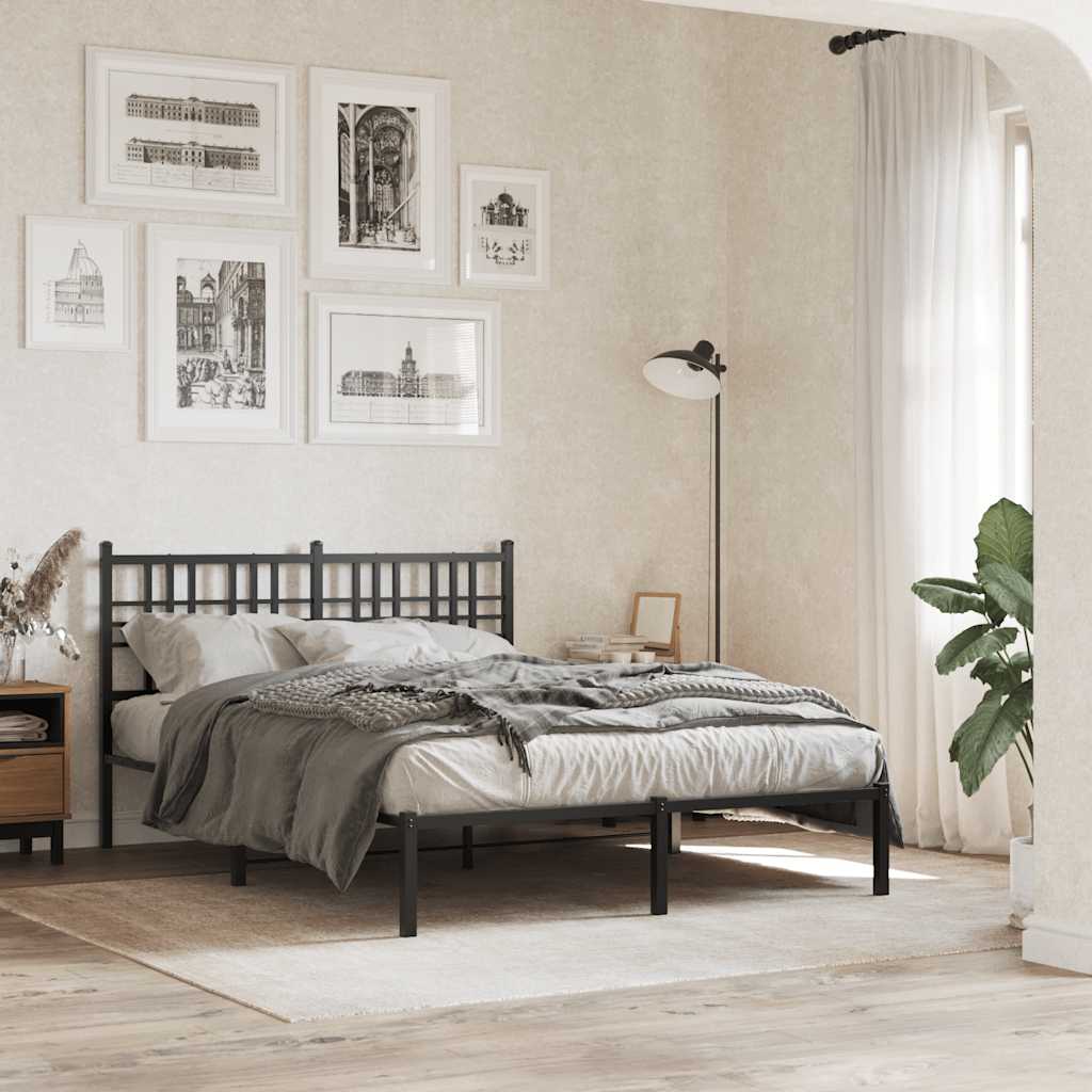 Vidaxl bedframe met hoofdbord metaal zwart 120x200 cm