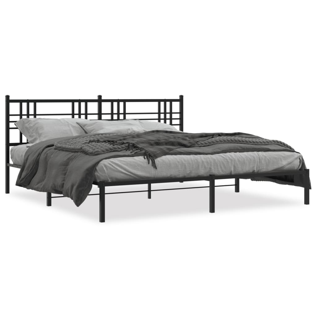 Vidaxl bedframe met hoofdbord metaal zwart 183x213 cm
