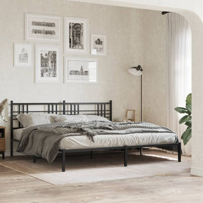 Vidaxl bedframe met hoofdbord metaal zwart 193x203 cm