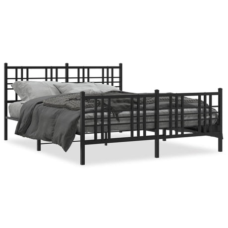 Vidaxl bedframe met hoofd- en voeteneinde metaal zwart 150x200 cm