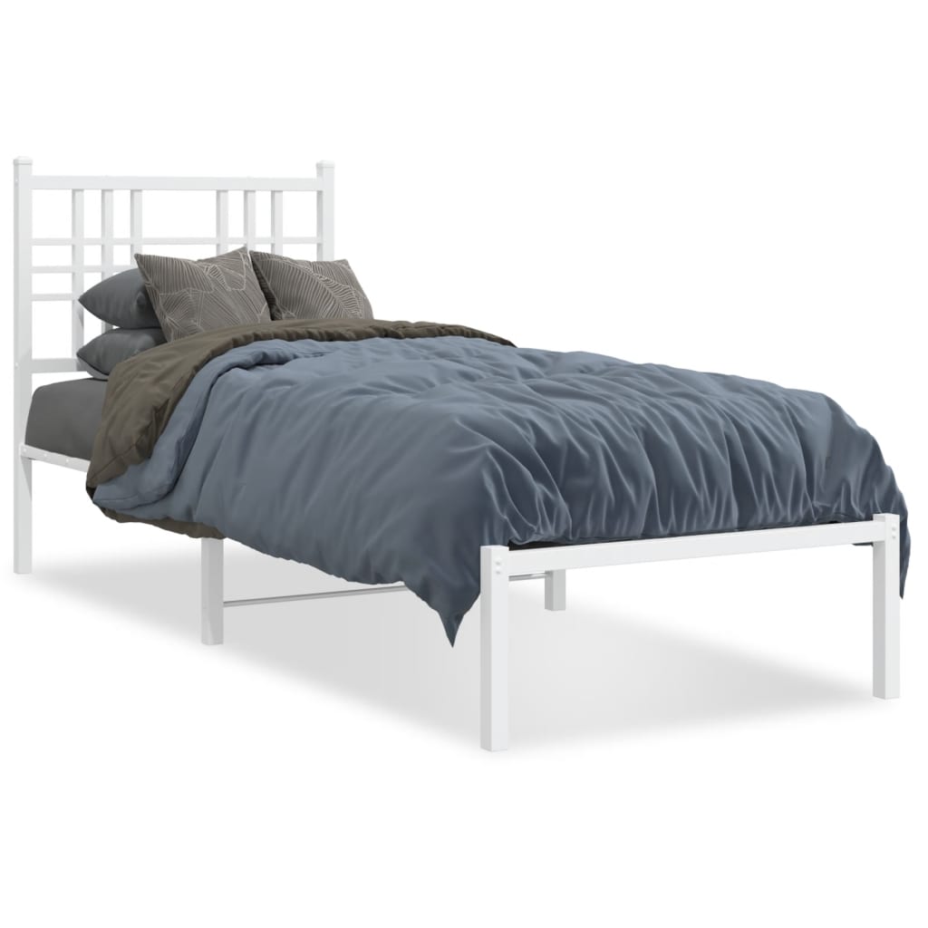 Vidaxl bedframe met hoofdbord metaal wit 80x200 cm