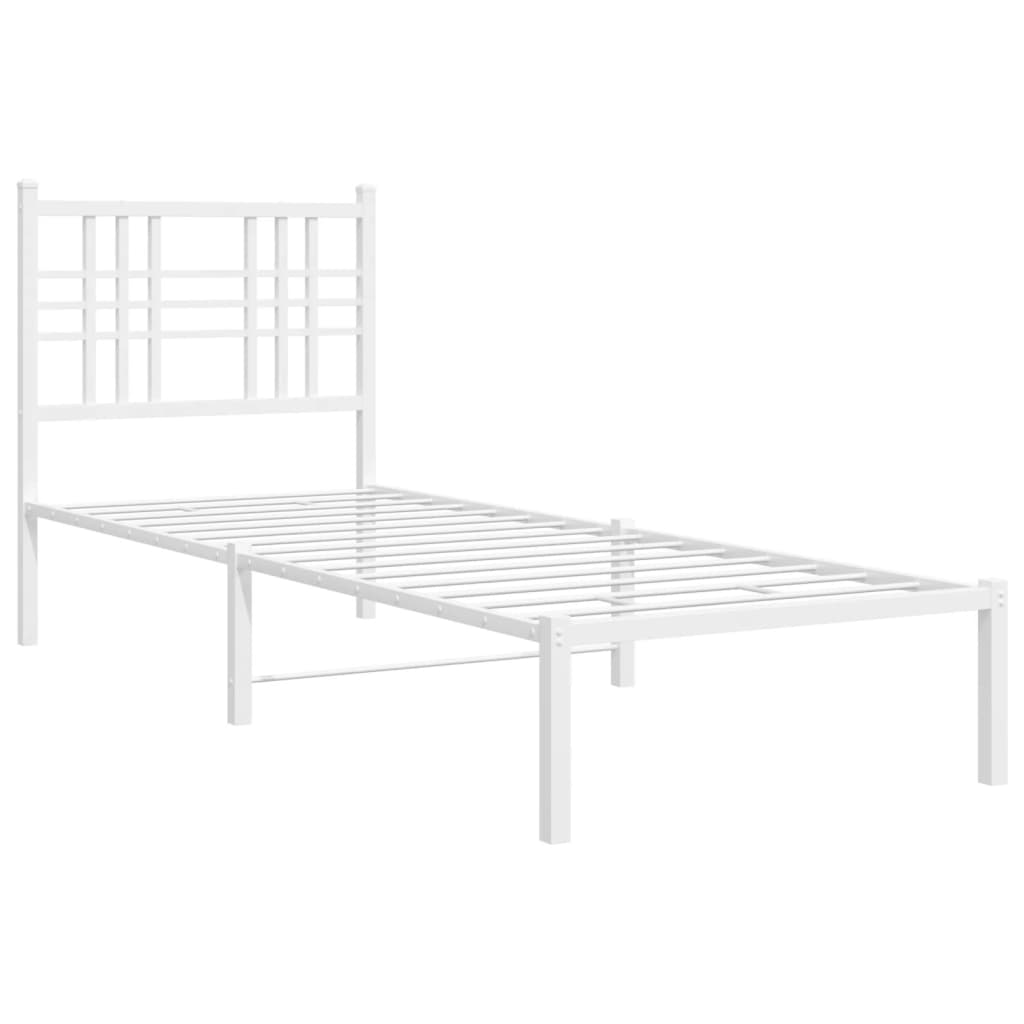 Vidaxl bedframe met hoofdbord metaal wit 80x200 cm