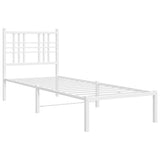 Vidaxl bedframe met hoofdbord metaal wit 80x200 cm