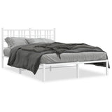 Vidaxl bedframe met hoofdbord metaal wit 140x200 cm