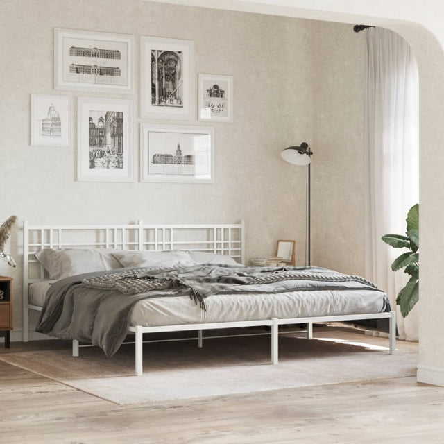 Vidaxl bedframe met hoofdbord metaal wit 183x213 cm
