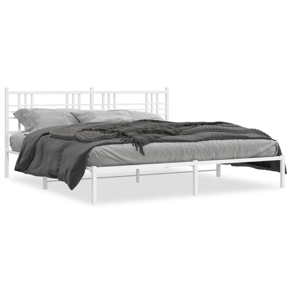 Vidaxl bedframe met hoofdbord metaal wit 193x203 cm