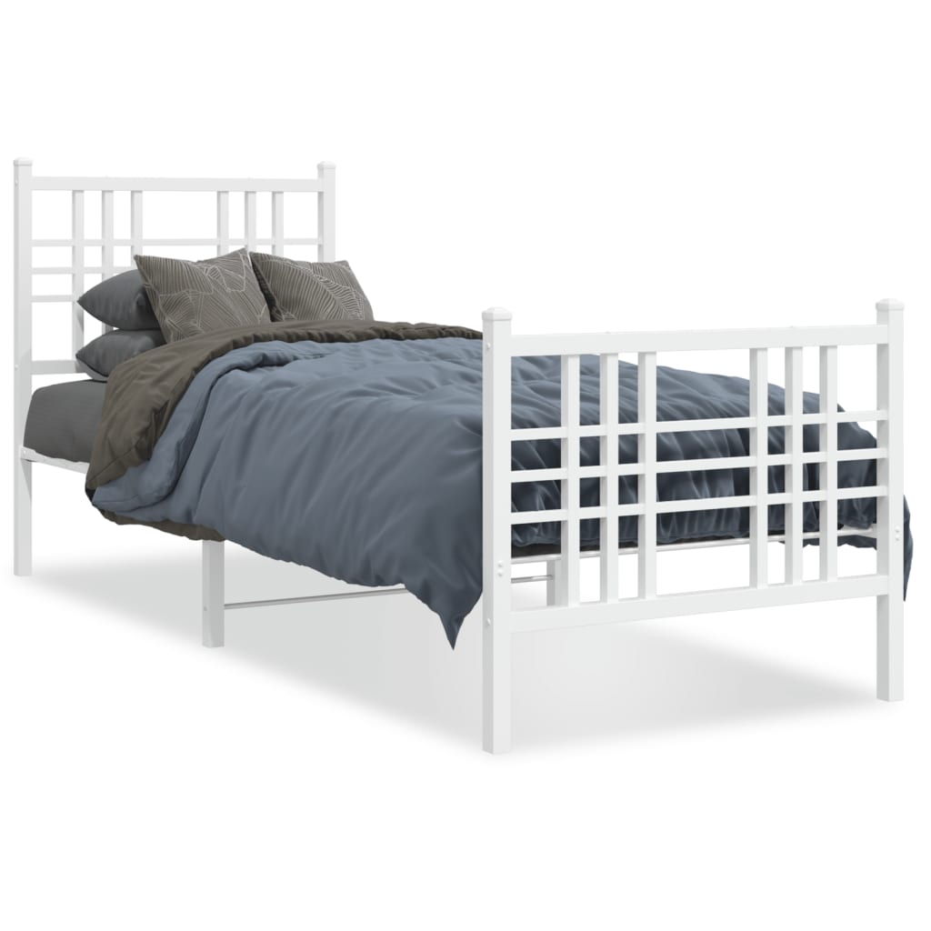 Vidaxl bedframe met hoofd- en voeteneinde metaal wit 80x200 cm