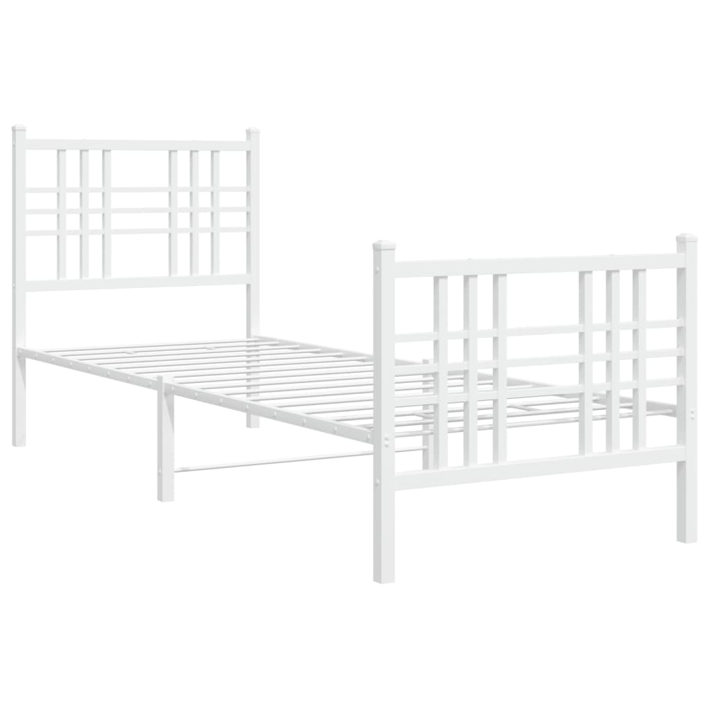Vidaxl bedframe met hoofd- en voeteneinde metaal wit 80x200 cm