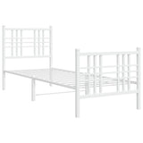 Vidaxl bedframe met hoofd- en voeteneinde metaal wit 80x200 cm