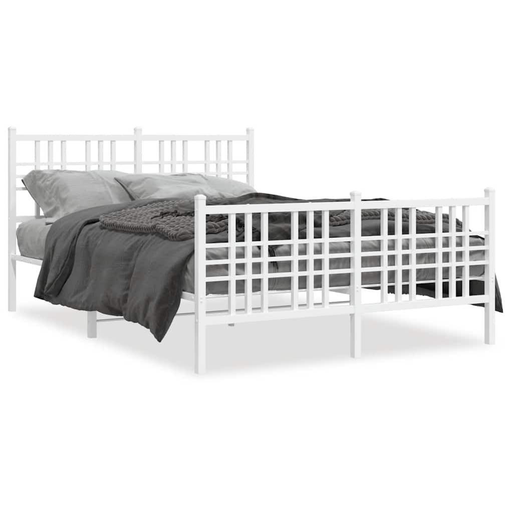 Vidaxl bedframe met hoofd- en voeteneinde metaal wit 120 x 190 cm