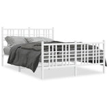 Vidaxl bedframe met hoofd- en voeteneinde metaal wit 137x190 cm