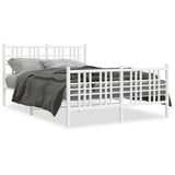 Vidaxl bedframe met hoofd- en voeteneinde metaal wit 140x200 cm