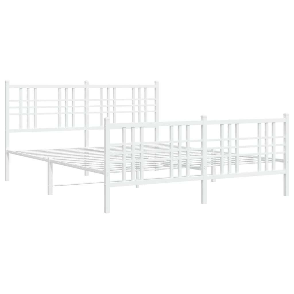 Vidaxl bedframe met hoofd- en voeteneinde metaal wit 150x200 cm