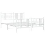 Vidaxl bedframe met hoofd- en voeteneinde metaal wit 150x200 cm