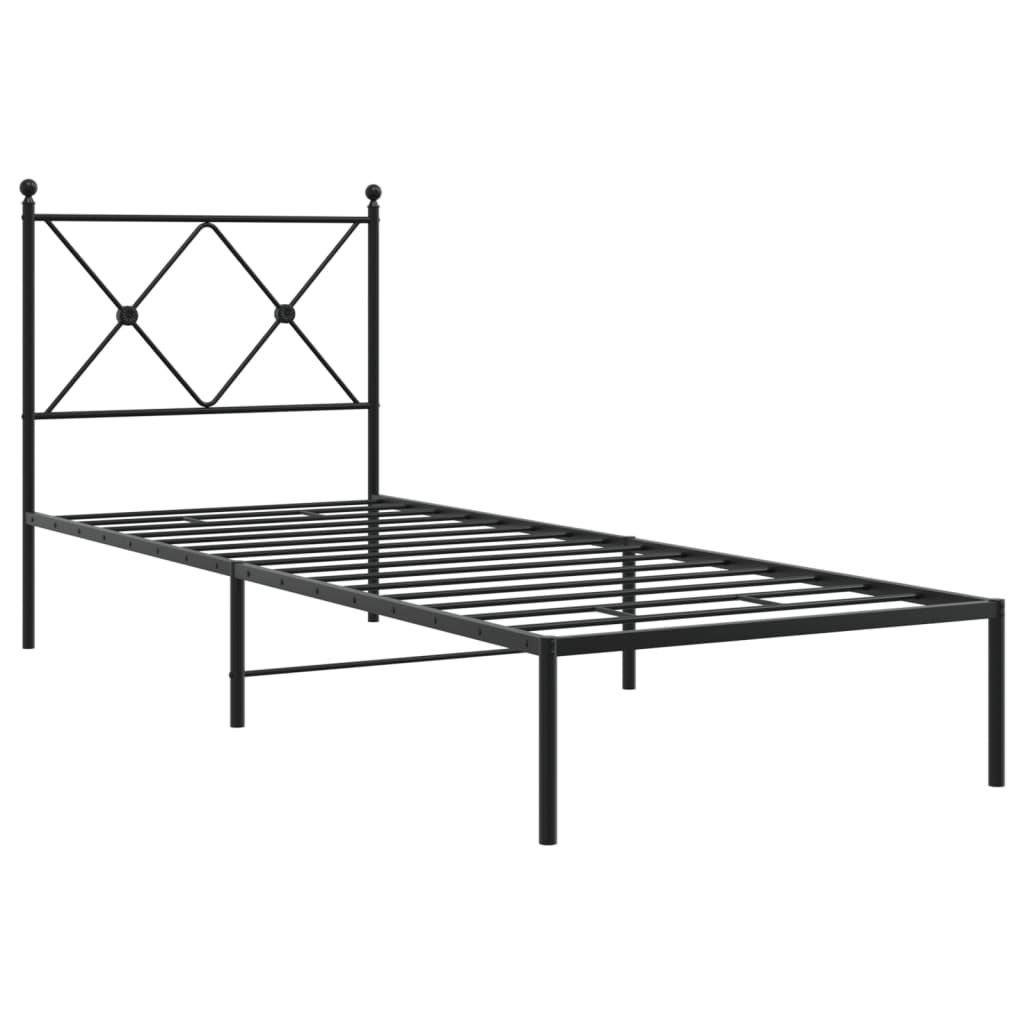 Vidaxl bedframe met hoofdbord metaal zwart 75x190 cm