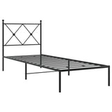 Vidaxl bedframe met hoofdbord metaal zwart 75x190 cm