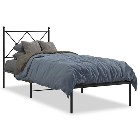 Vidaxl bedframe met hoofdbord metaal zwart 80x200 cm