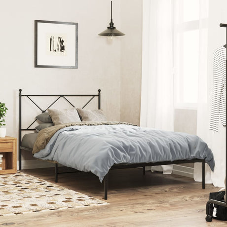 Vidaxl bedframe met hoofdbord metaal zwart 107x203 cm