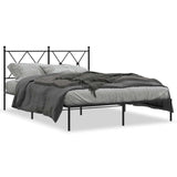 Vidaxl bedframe met hoofdbord metaal zwart 140x190 cm