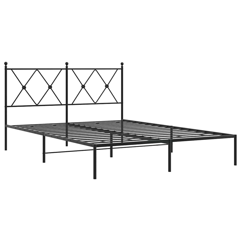 Vidaxl bedframe met hoofdbord metaal zwart 140x190 cm