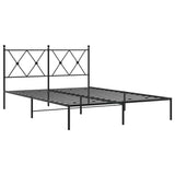 Vidaxl bedframe met hoofdbord metaal zwart 140x190 cm
