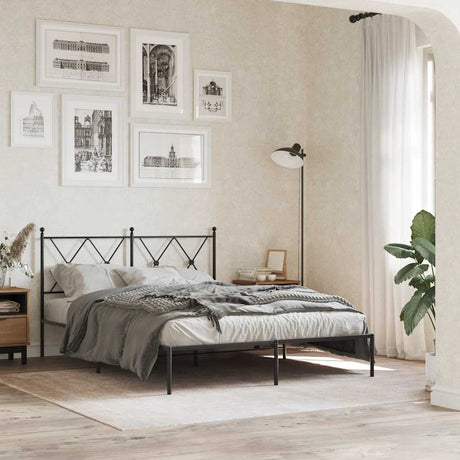 Vidaxl bedframe met hoofdbord metaal zwart 140x190 cm