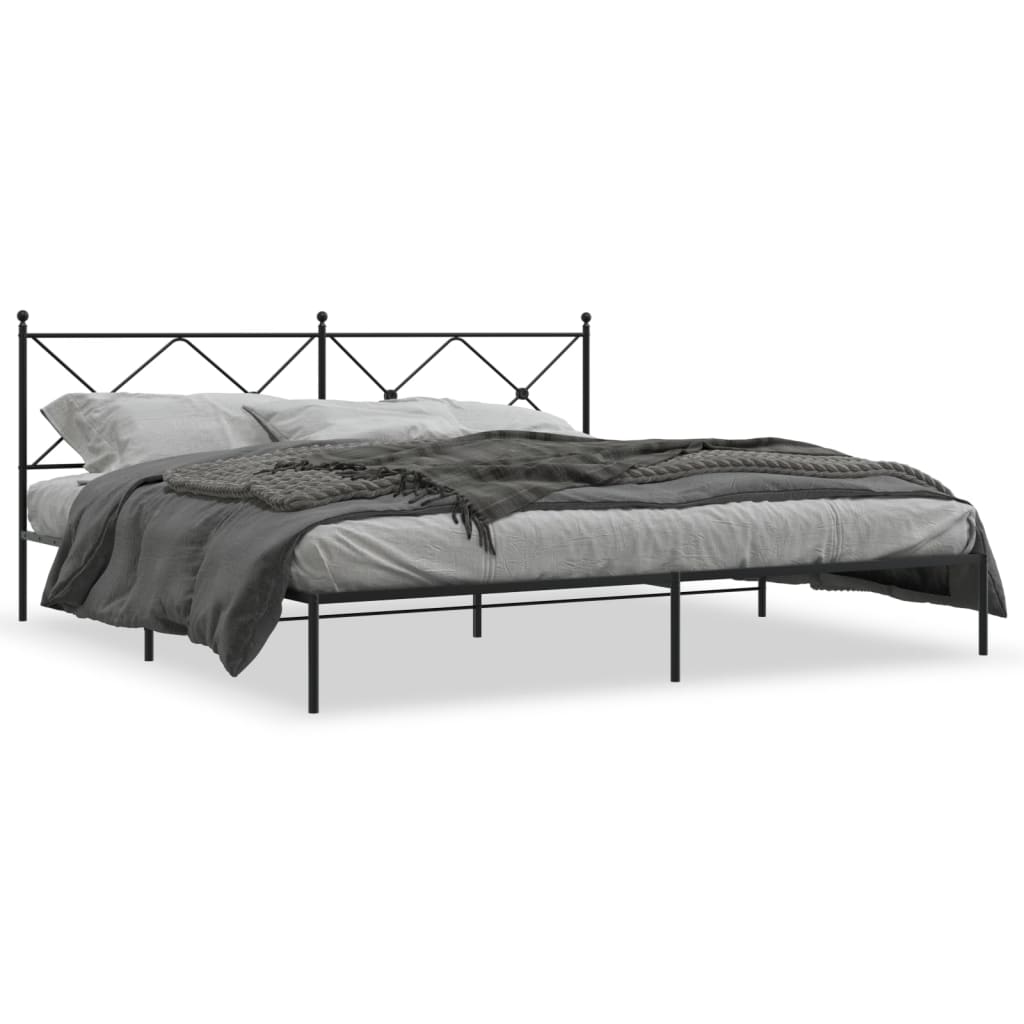 Vidaxl bedframe met hoofdbord metaal zwart 200x200 cm
