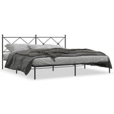 Vidaxl bedframe met hoofdbord metaal zwart 200x200 cm