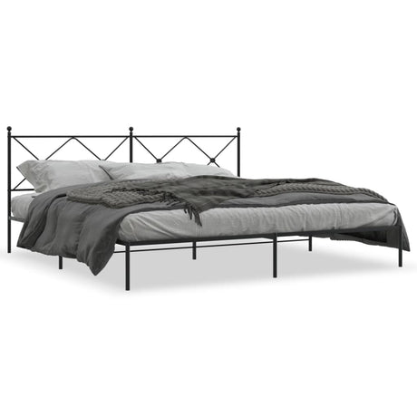 Vidaxl bedframe met hoofdbord metaal zwart 200x200 cm