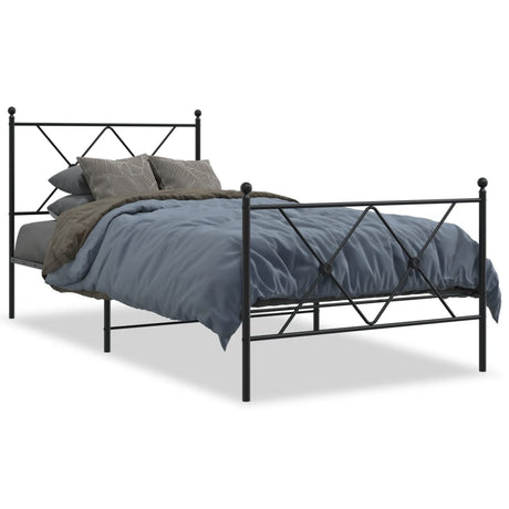 Vidaxl bedframe met hoofd- en voeteneinde metaal zwart 90x190 cm