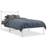 Vidaxl bedframe met hoofdbord metaal wit 90x200 cm