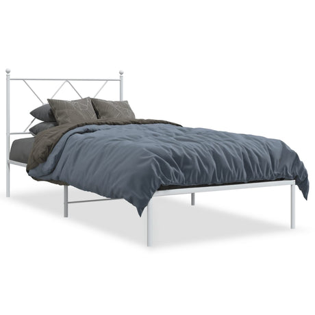 Vidaxl bedframe met hoofdbord metaal wit 90x200 cm