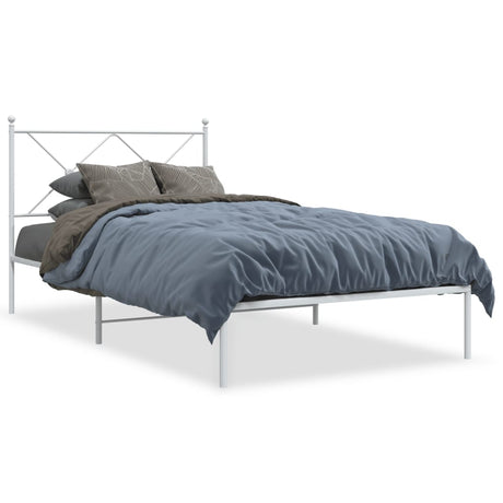 Vidaxl bedframe met hoofdbord metaal wit 100x200 cm