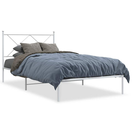 Vidaxl bedframe met hoofdbord metaal wit 107x203 cm
