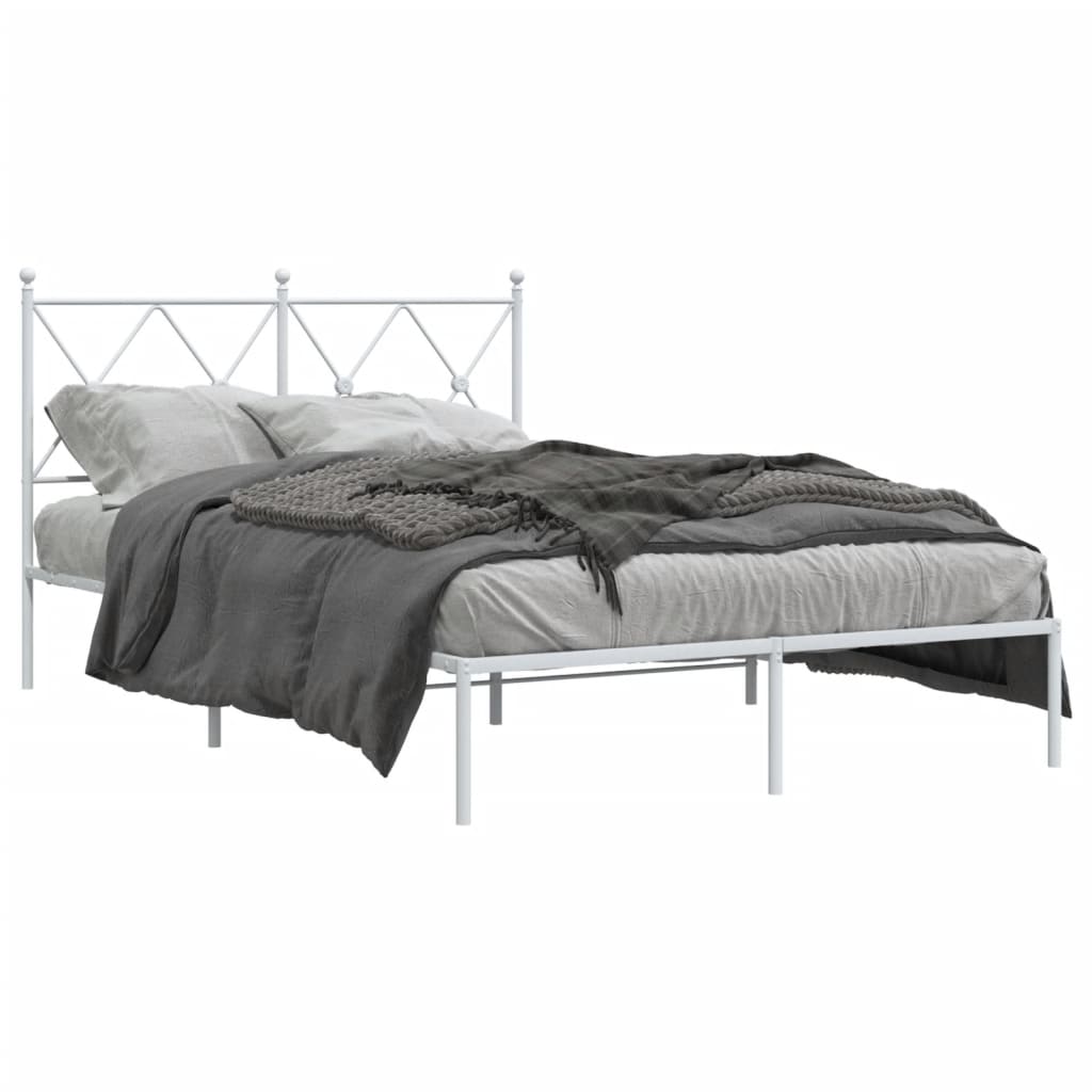 Vidaxl bedframe met hoofdbord metaal wit 120x190 cm