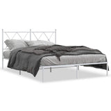 Vidaxl bedframe met hoofdbord metaal wit 140x190 cm