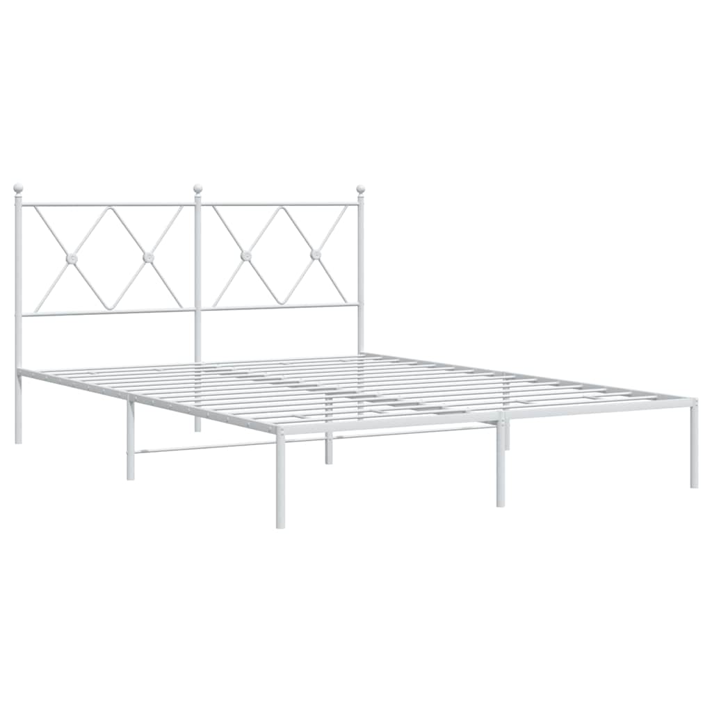 Vidaxl bedframe met hoofdbord metaal wit 140x190 cm