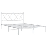 Vidaxl bedframe met hoofdbord metaal wit 140x190 cm