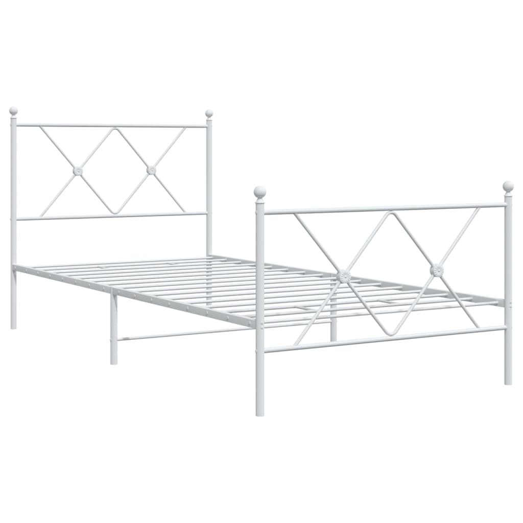 Vidaxl bedframe met hoofd- en voeteneinde metaal wit 90x200 cm