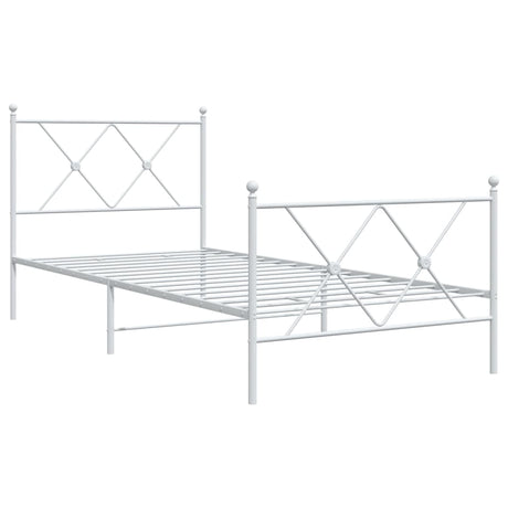 Vidaxl bedframe met hoofd- en voeteneinde metaal wit 90x200 cm