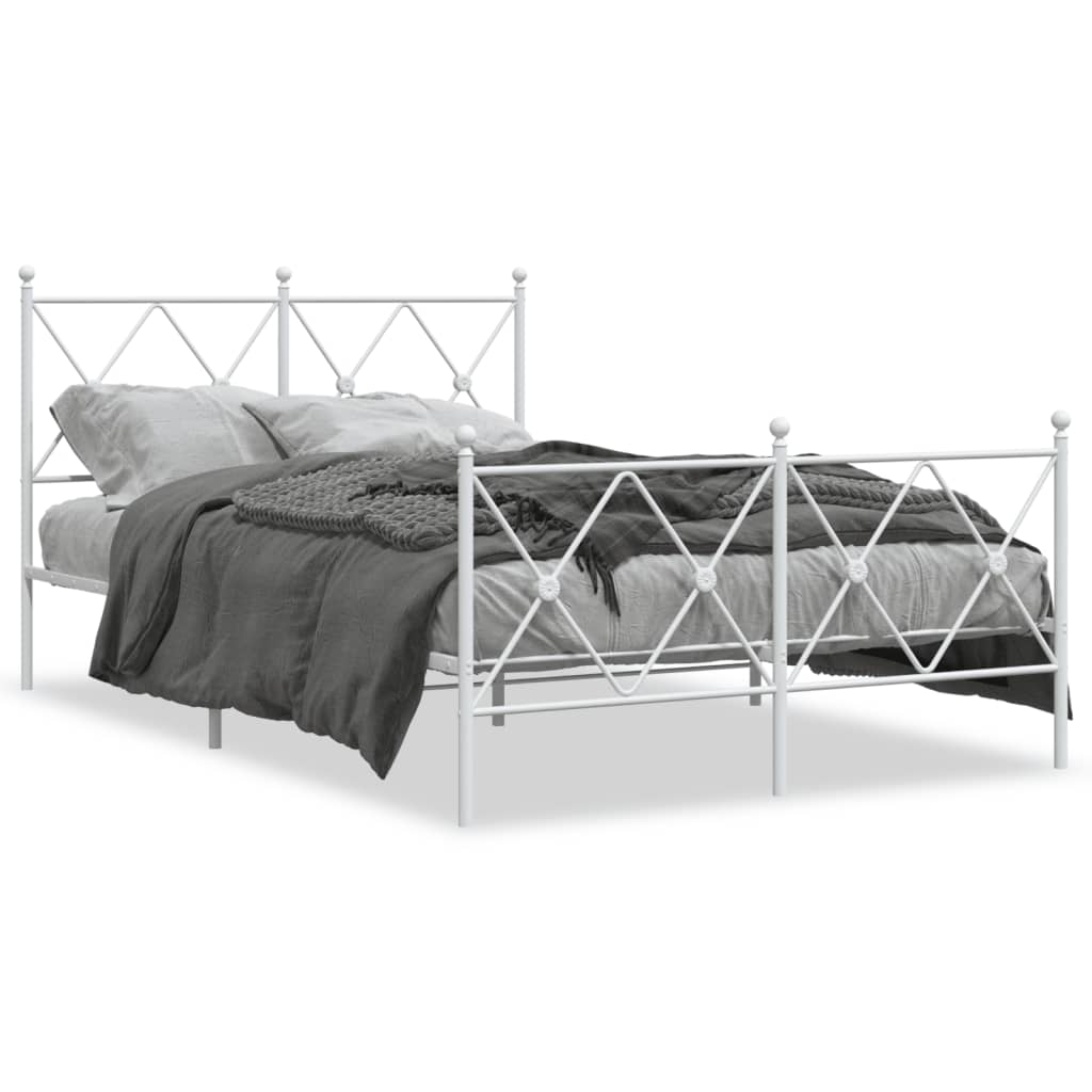 Vidaxl bedframe met hoofd- en voeteneinde metaal wit 120x200 cm