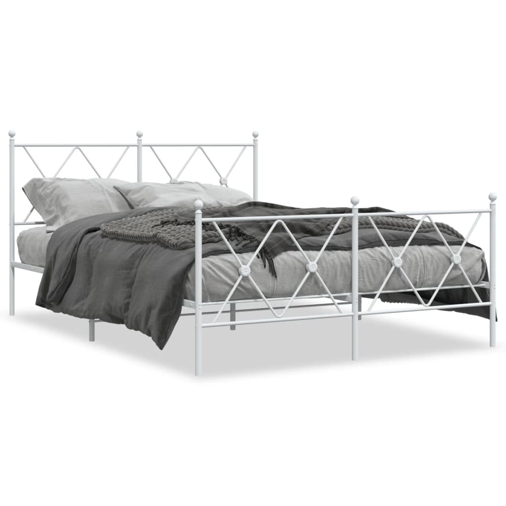 Vidaxl bedframe met hoofd- en voeteneinde metaal wit 137x190 cm