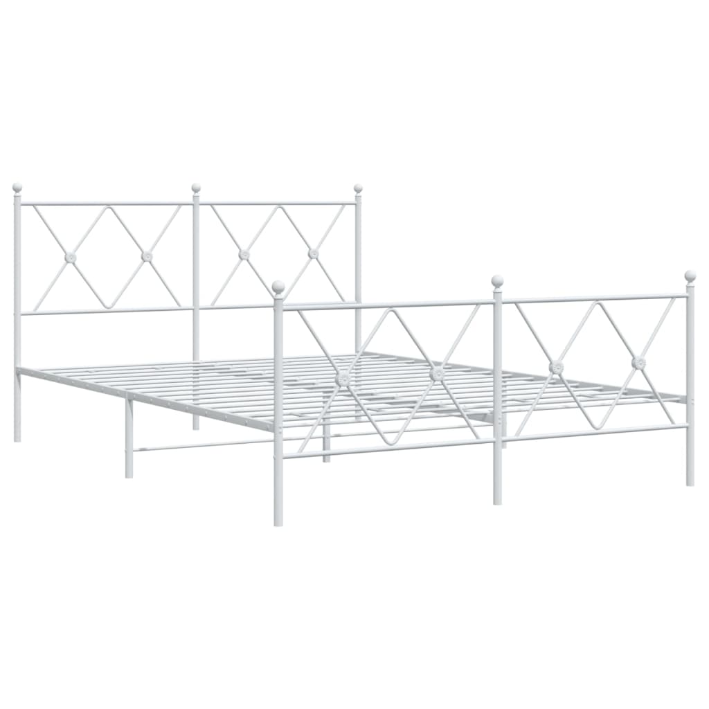Vidaxl bedframe met hoofd- en voeteneinde metaal wit 137x190 cm