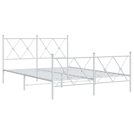 Vidaxl bedframe met hoofd- en voeteneinde metaal wit 137x190 cm