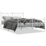 Vidaxl bedframe met hoofd- en voeteneinde metaal wit 140x200 cm