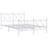 Vidaxl bedframe met hoofd- en voeteneinde metaal wit 140x200 cm