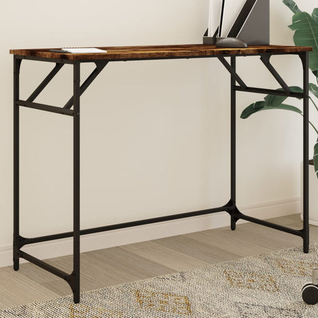Vidaxl bureau 100x45x76 cm hout en gepoedercoat staal gerookt eiken